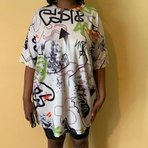 Over sized t graffiti t shirt